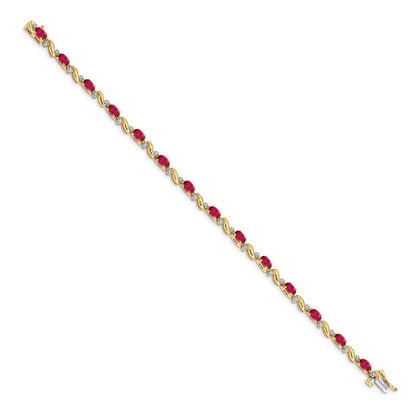14k Yellow Gold Natural Diamond and Ruby Bracelet