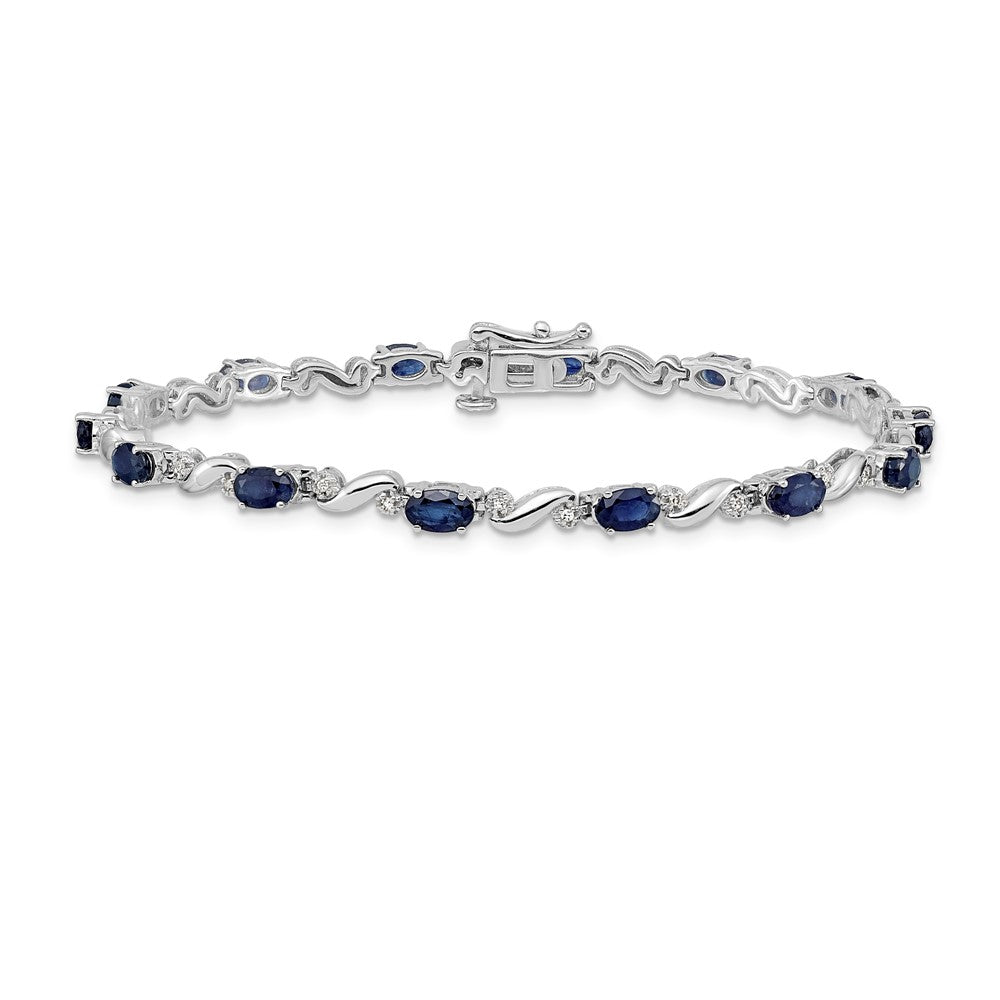 14k White Gold Natural Diamond and Sapphire Bracelet