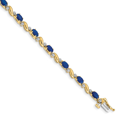 14k Yellow Gold Natural Diamond and Sapphire Bracelet