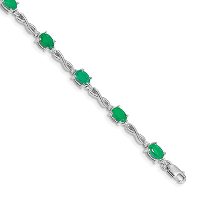 14k White Gold Natural Diamond and Emerald Bracelet
