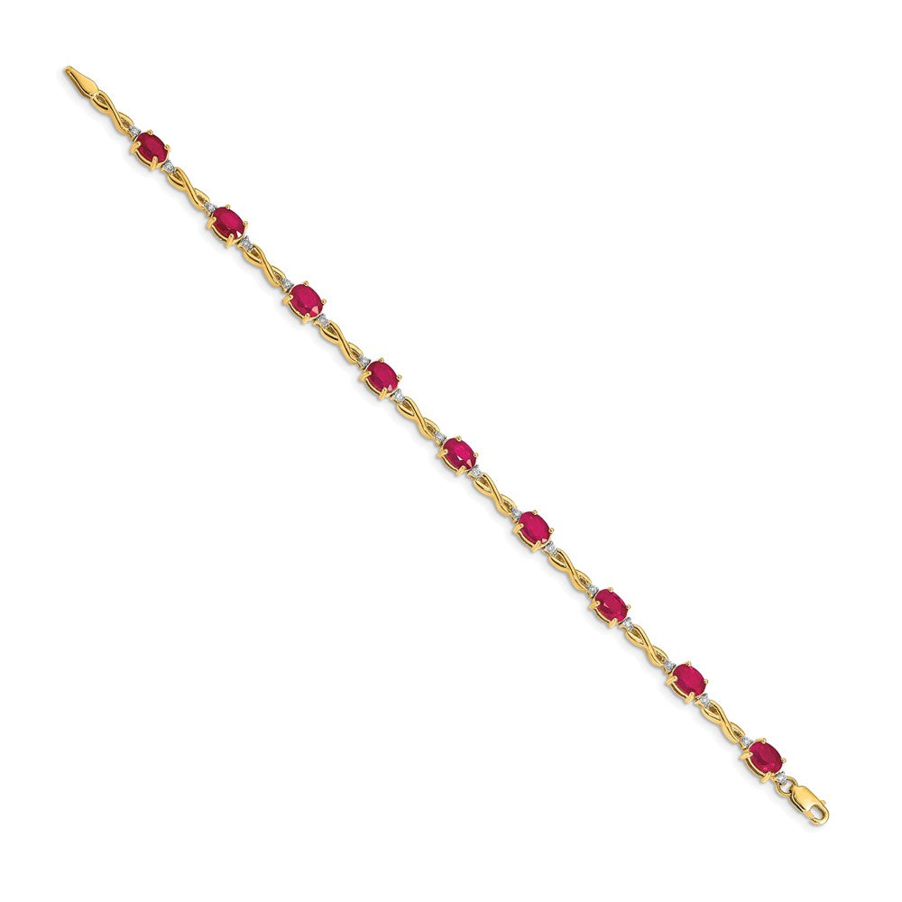 14k Yellow Gold Natural Diamond and Ruby Bracelet
