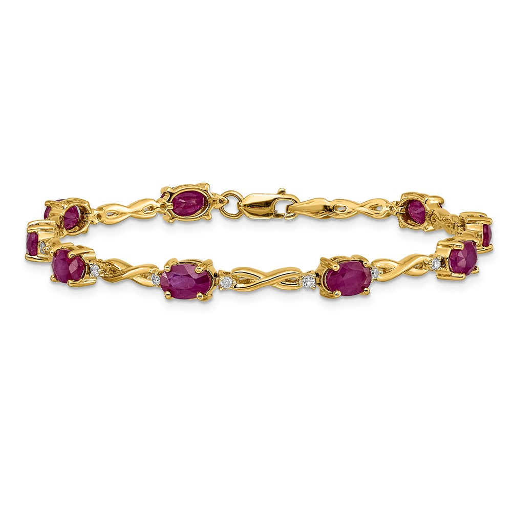 14k Yellow Gold Natural Diamond and Ruby Bracelet