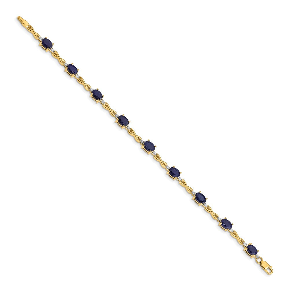 14k Yellow Gold Natural Diamond and Sapphire Bracelet