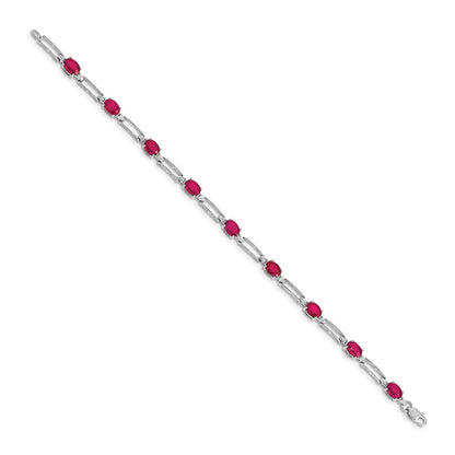 14k White Gold Natural Diamond and Ruby Bracelet