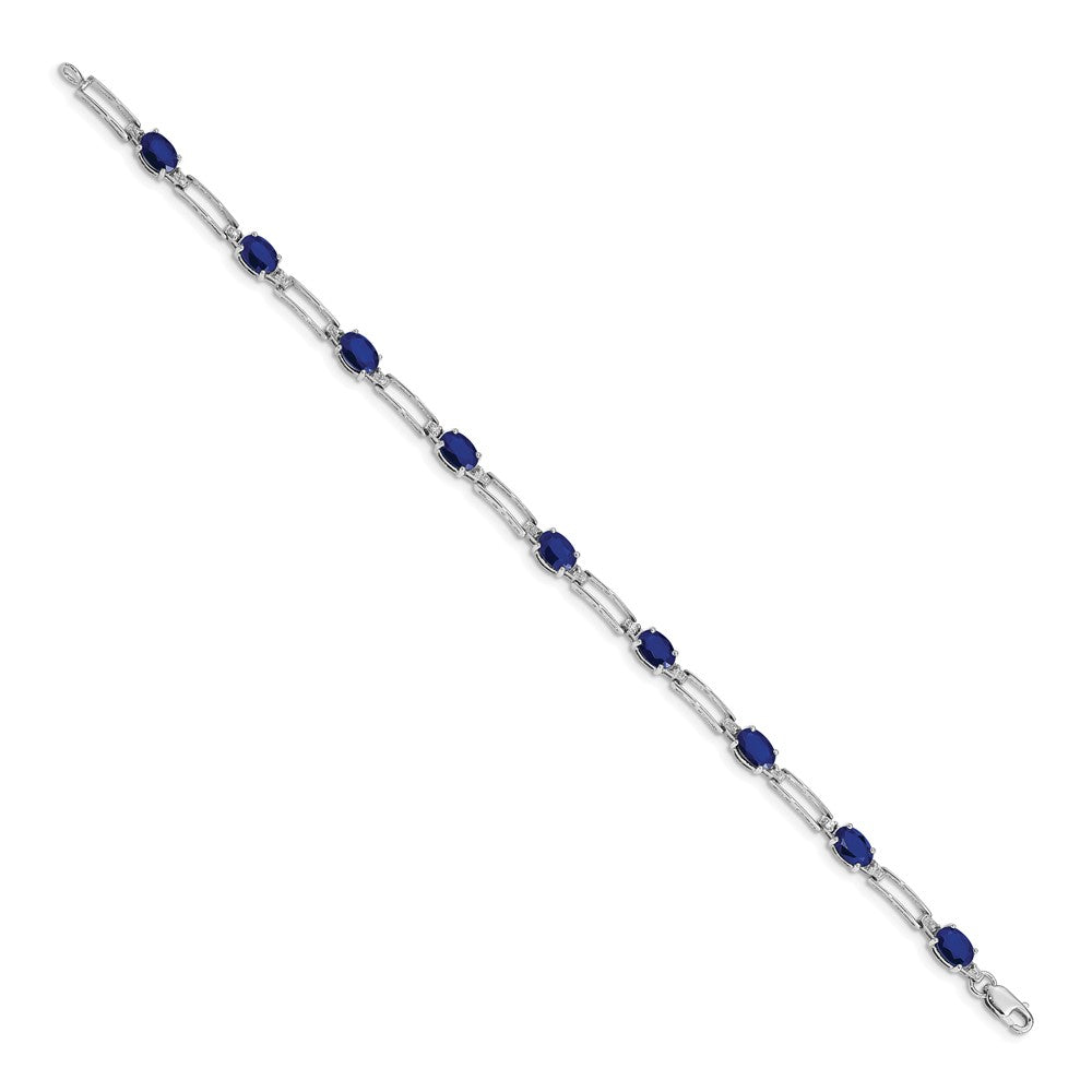 14k White Gold Natural Diamond and Sapphire Bracelet