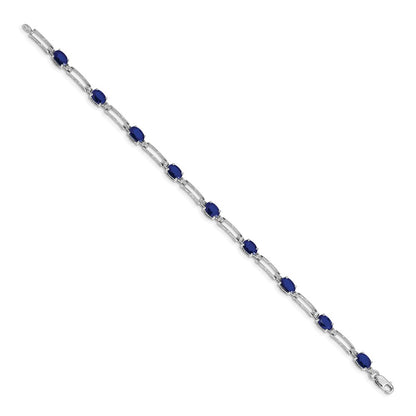 14k White Gold Natural Diamond and Sapphire Bracelet