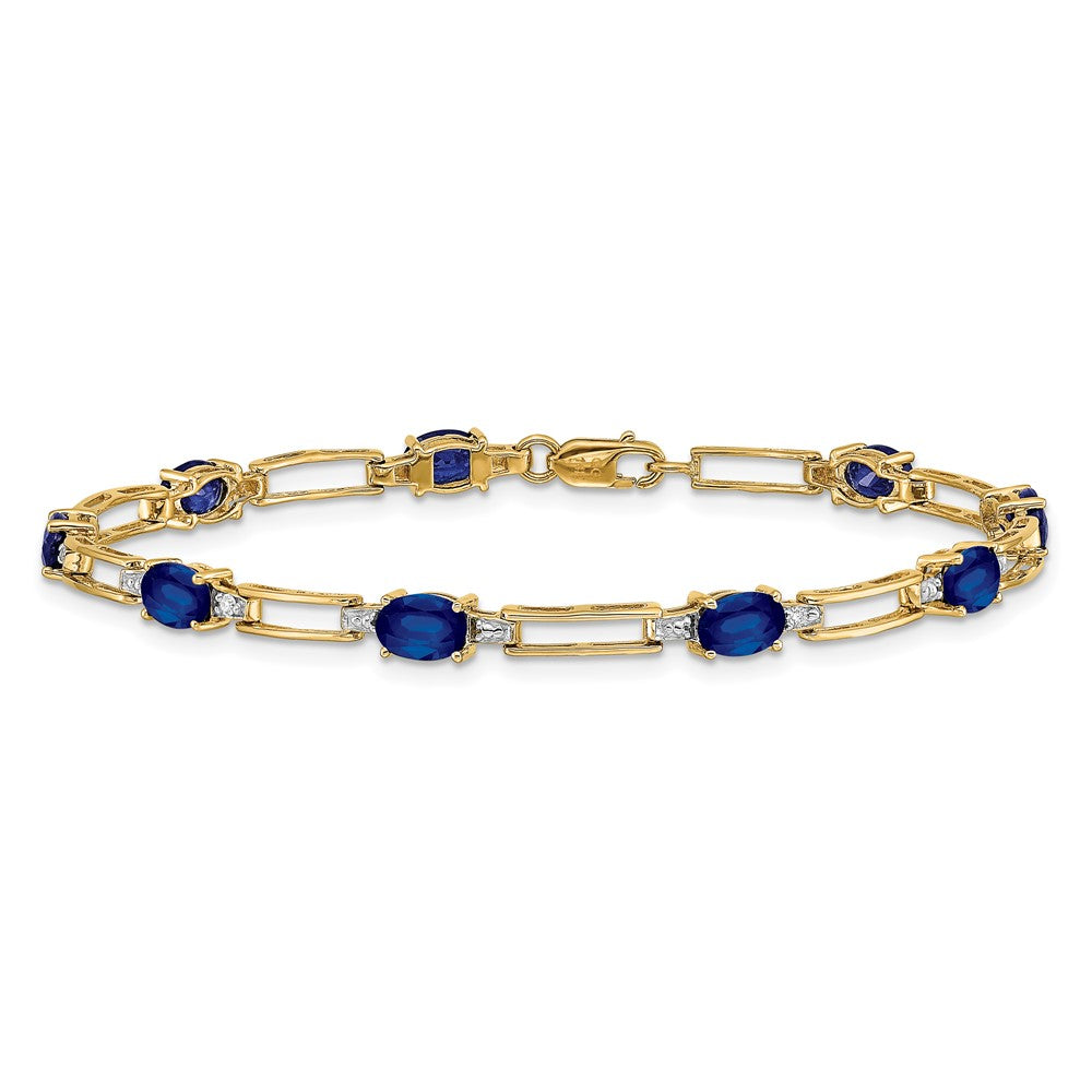 14k Yellow Gold Natural Diamond and Sapphire Bracelet