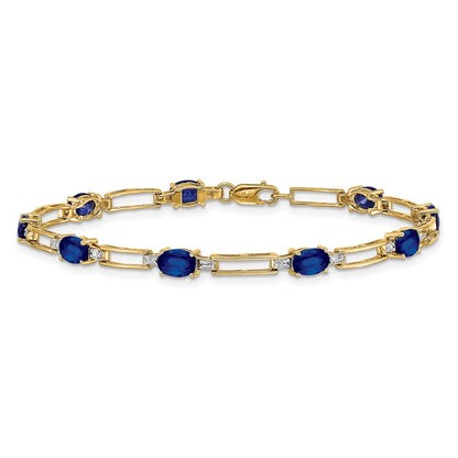 14k Yellow Gold Natural Diamond and Sapphire Bracelet