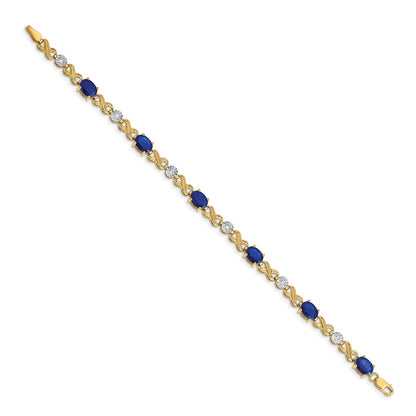 14k Yellow Gold Natural Diamond and Sapphire Infinity Bracelet