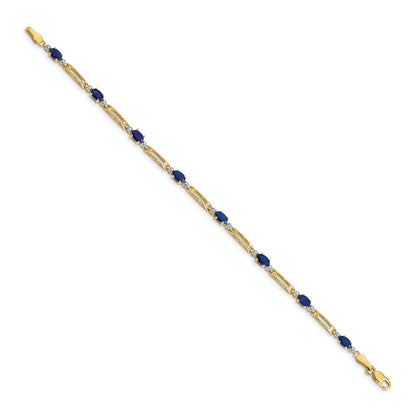14k Yellow Gold Fancy Natural Diamond and Sapphire Bracelet