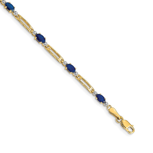 14k Yellow Gold Fancy Natural Diamond and Sapphire Bracelet