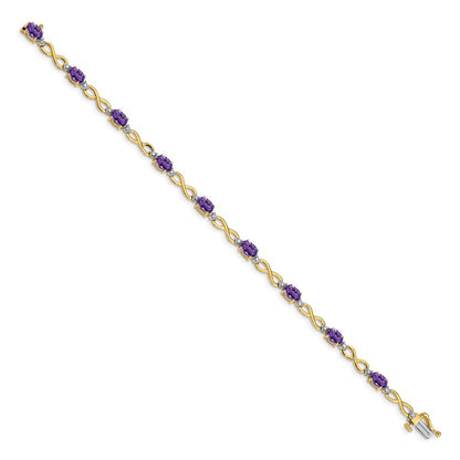 14k Yellow Gold Amethyst and Natural Diamond Infinity Bracelet