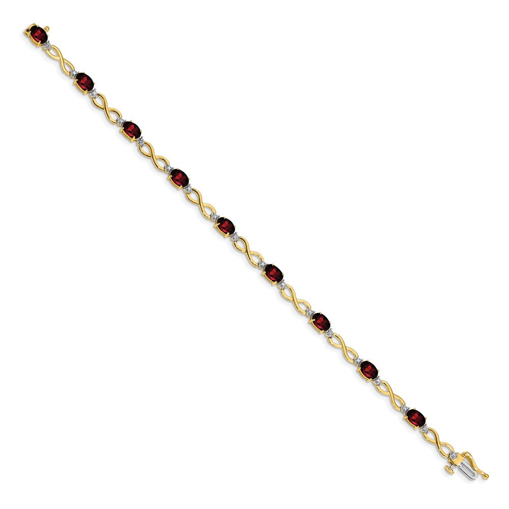 14k Yellow Gold Garnet and Natural Diamond Infinity Bracelet