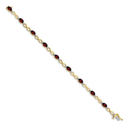 14k Yellow Gold Garnet and Natural Diamond Infinity Bracelet