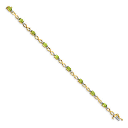 14k Yellow Gold Peridot and Natural Diamond Infinity Bracelet