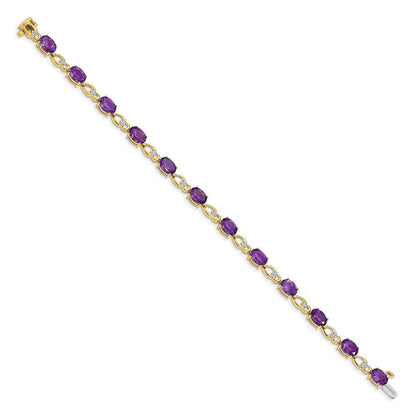 14k Yellow Gold Amethyst and Natural Diamond Bracelet