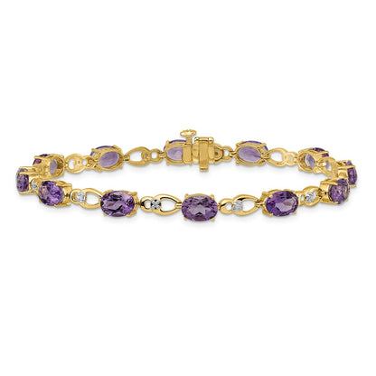 14k Yellow Gold Amethyst and Natural Diamond Bracelet