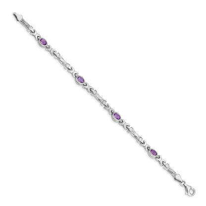 14k White Gold Amethyst Bracelet