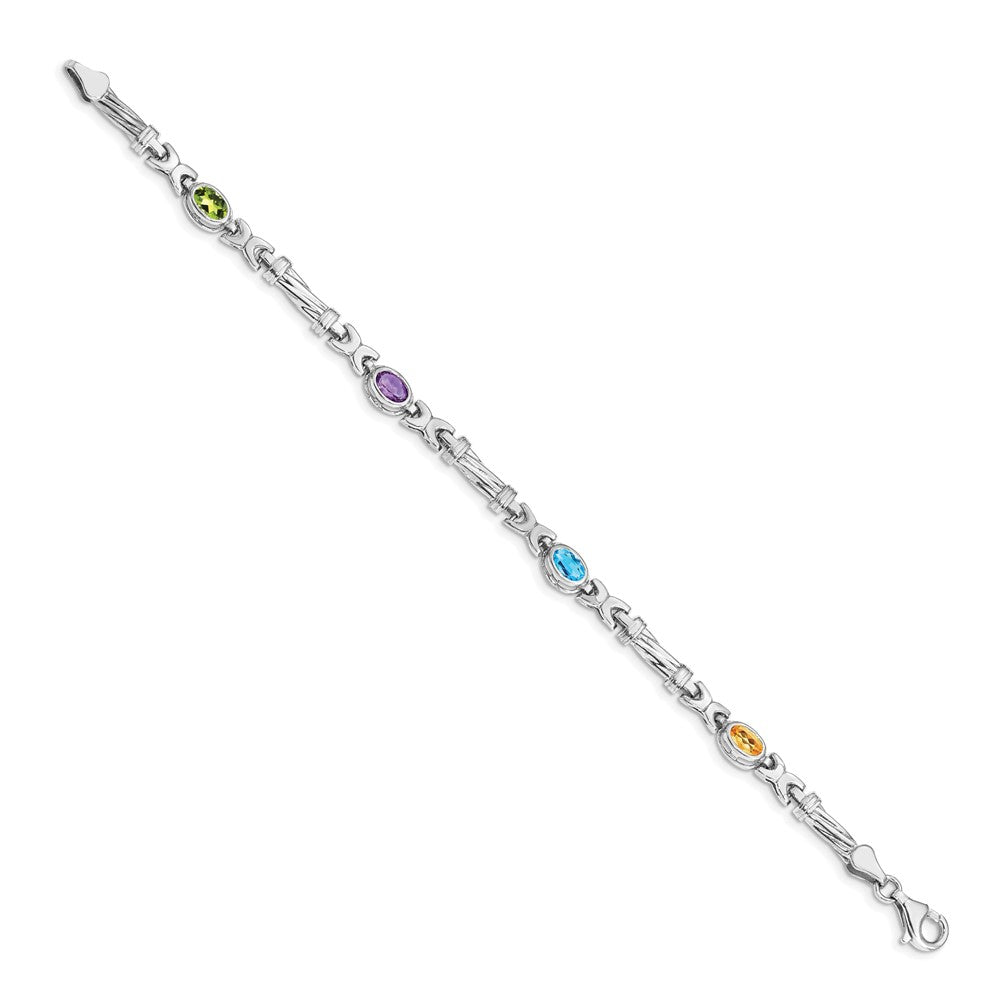 14k White Gold Rainbow Gemstone Bracelet