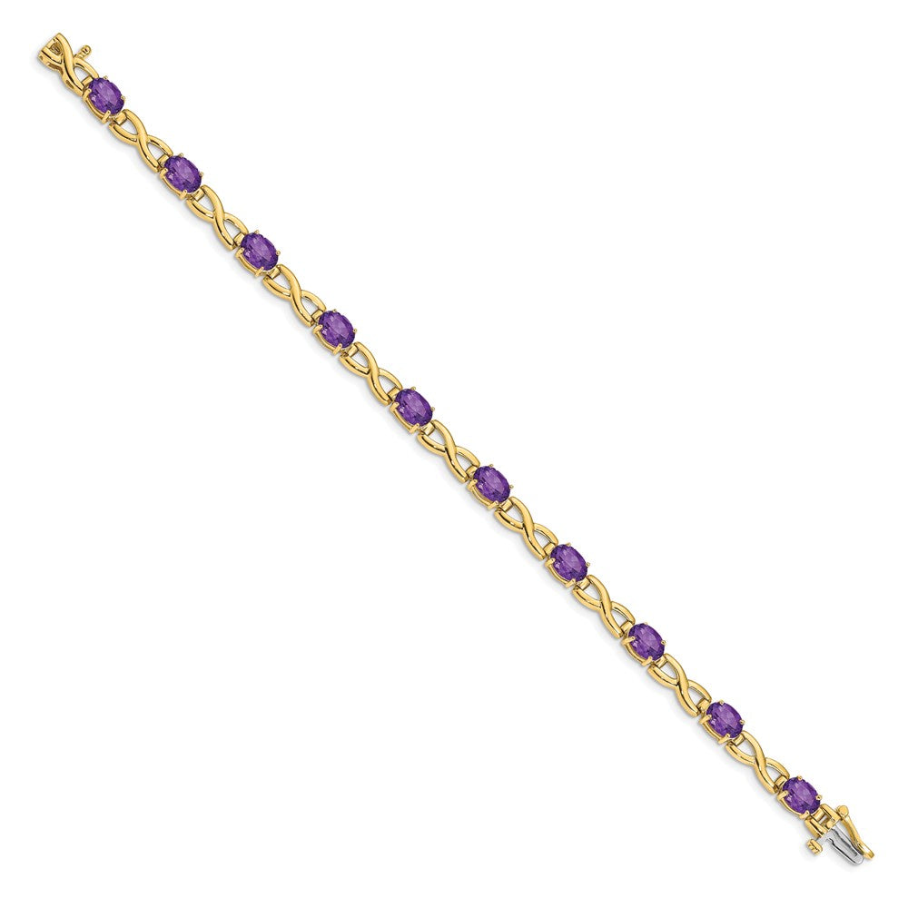 14k Yellow Gold 7x5mm Oval Amethyst Bracelet