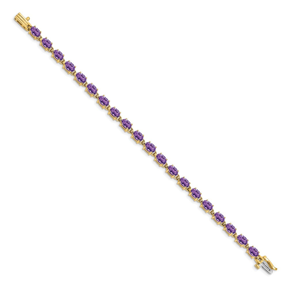 14k Yellow Gold 6x4mm Oval Amethyst Bracelet