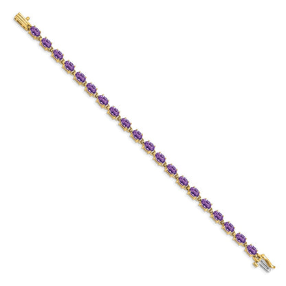 14k Yellow Gold 6x4mm Oval Amethyst Bracelet