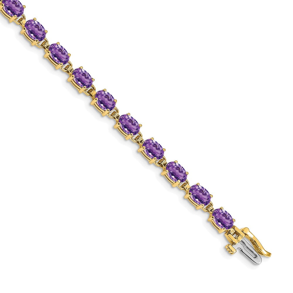 14k Yellow Gold 6x4mm Oval Amethyst Bracelet