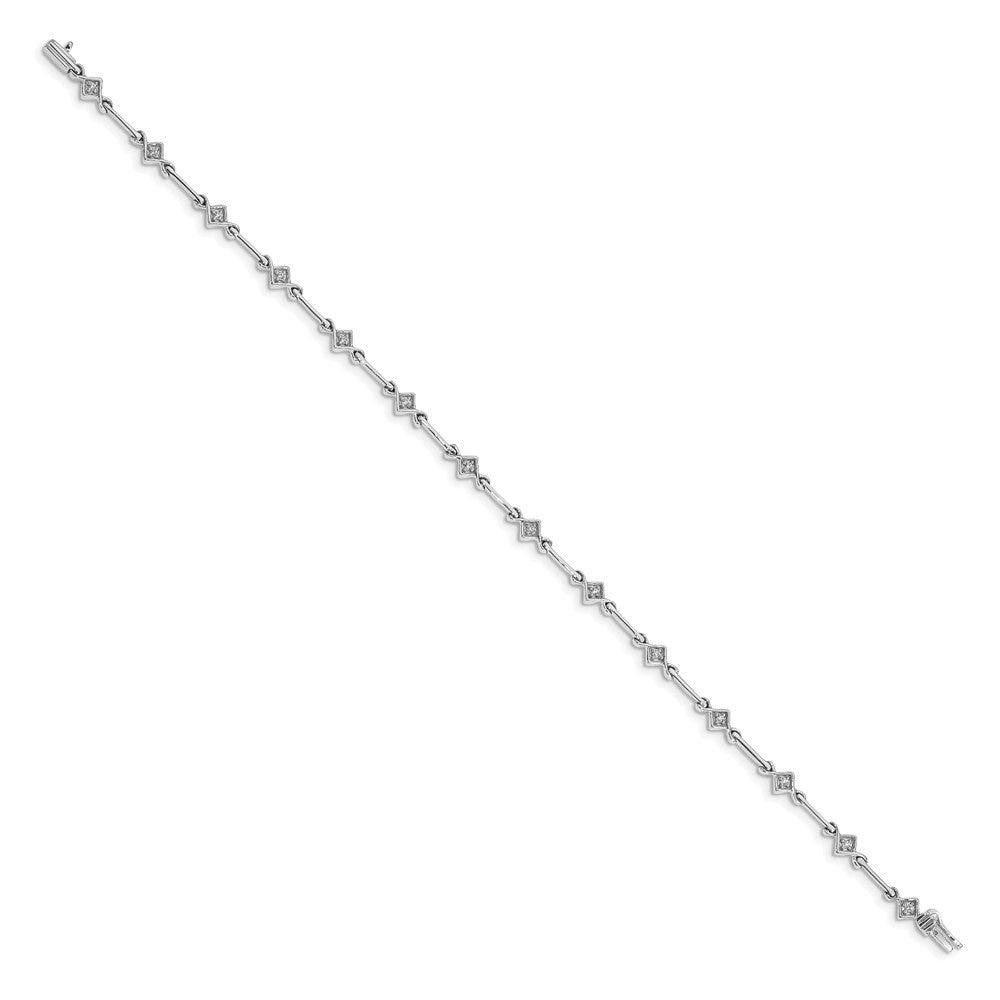 14k White Gold Natural Diamond 7.5in Link Bracelet