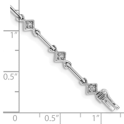 14k White Gold Natural Diamond 7.5in Link Bracelet