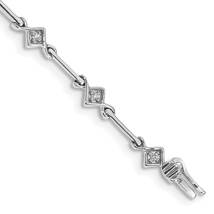 14k White Gold Natural Diamond 7.5in Link Bracelet