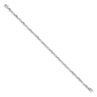 14k White Gold Natural Diamond 7.5in Oval Link Bracelet