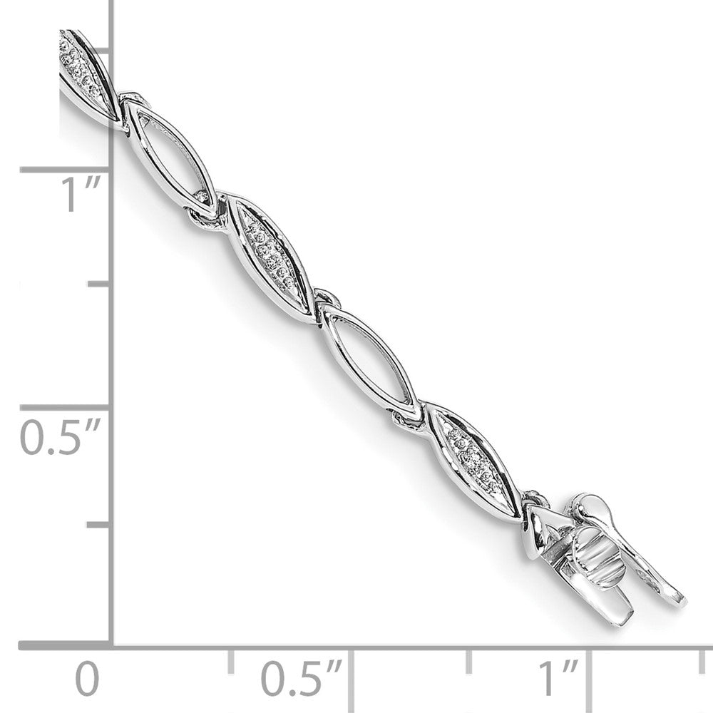14k White Gold Natural Diamond 7.5in Oval Link Bracelet