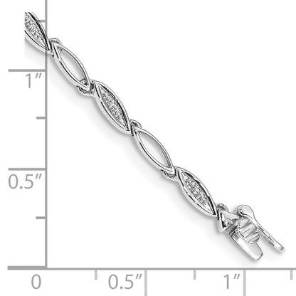 14k White Gold Natural Diamond 7.5in Oval Link Bracelet