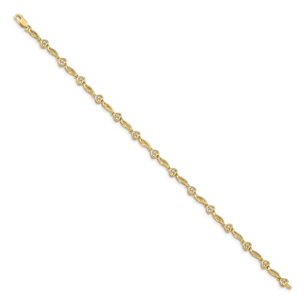 14k Yellow Gold Yellow Gold Natural Diamond Hearts Tennis Bracelet