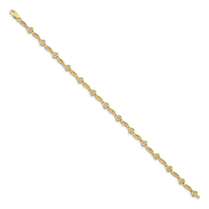 14k Yellow Gold Yellow Gold Natural Diamond Hearts Tennis Bracelet