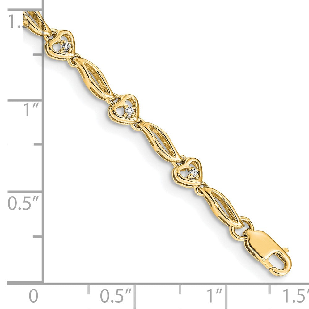 14k Yellow Gold Yellow Gold Natural Diamond Hearts Tennis Bracelet