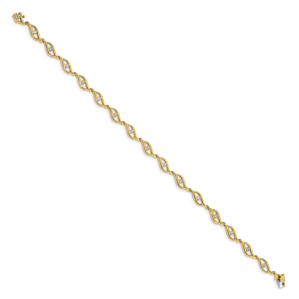 14k Yellow Gold Gold Natural Diamond 7.5in Link Bracelet