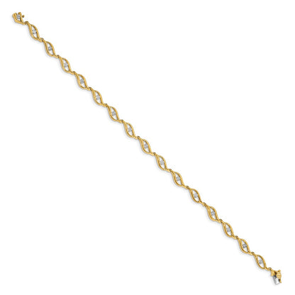 14k Yellow Gold Gold Natural Diamond 7.5in Link Bracelet