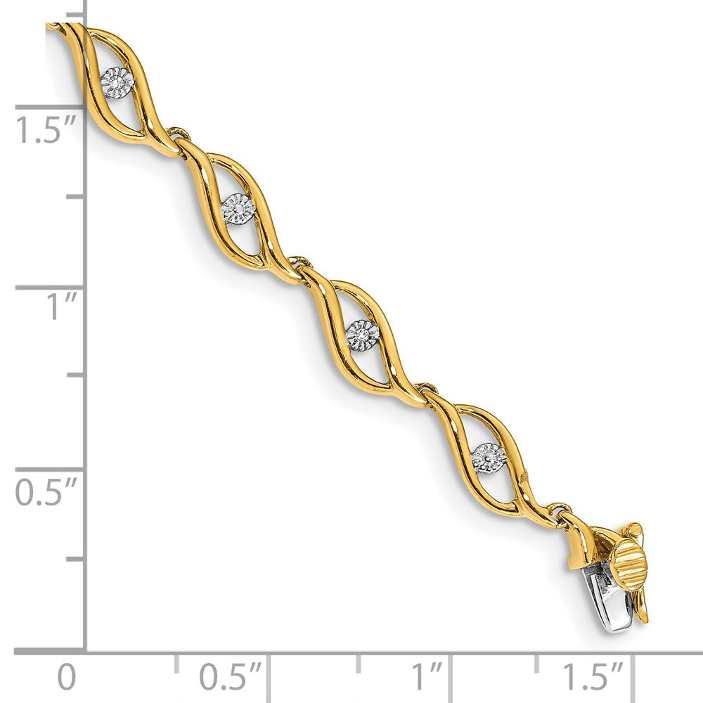 14k Yellow Gold Gold Natural Diamond 7.5in Link Bracelet
