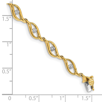 14k Yellow Gold Gold Natural Diamond 7.5in Link Bracelet