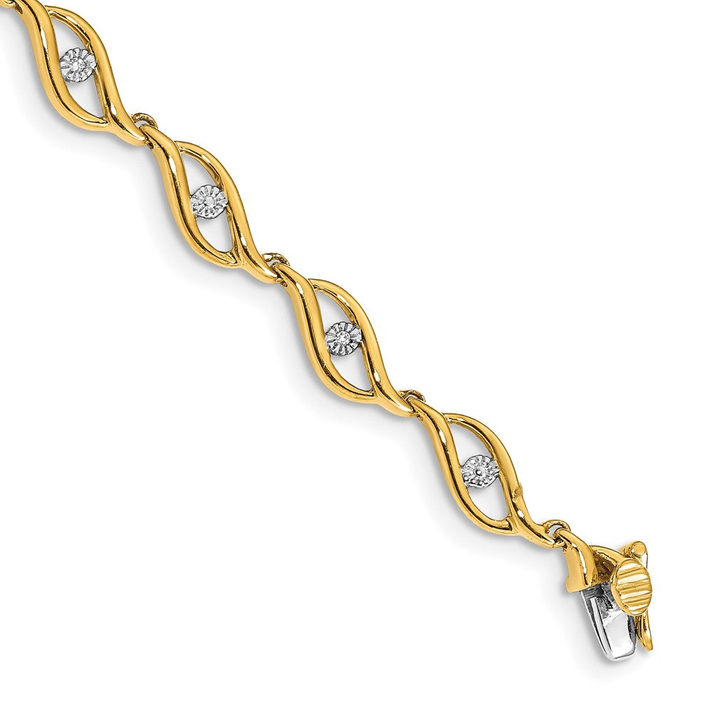 14k Yellow Gold Gold Natural Diamond 7.5in Link Bracelet