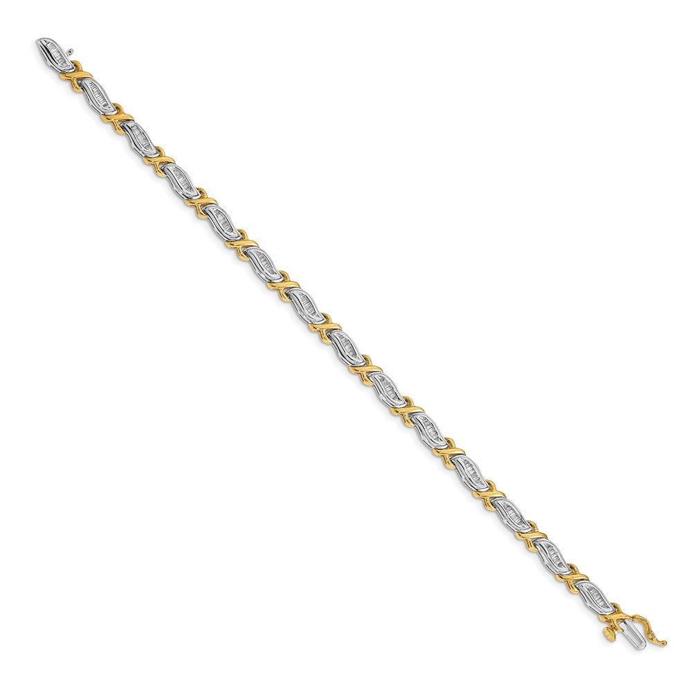 14k Two-Tone 1ct. Baguette Natural Diamond Bracelet