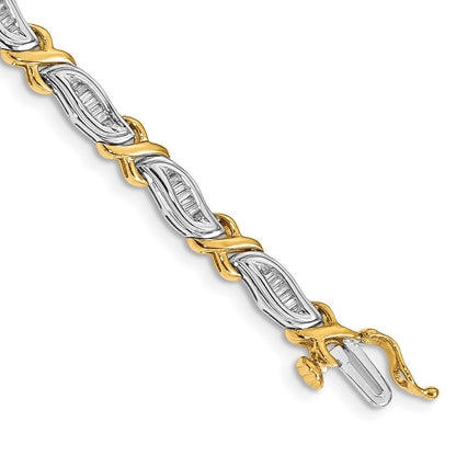 14k Two-Tone 1ct. Baguette Natural Diamond Bracelet