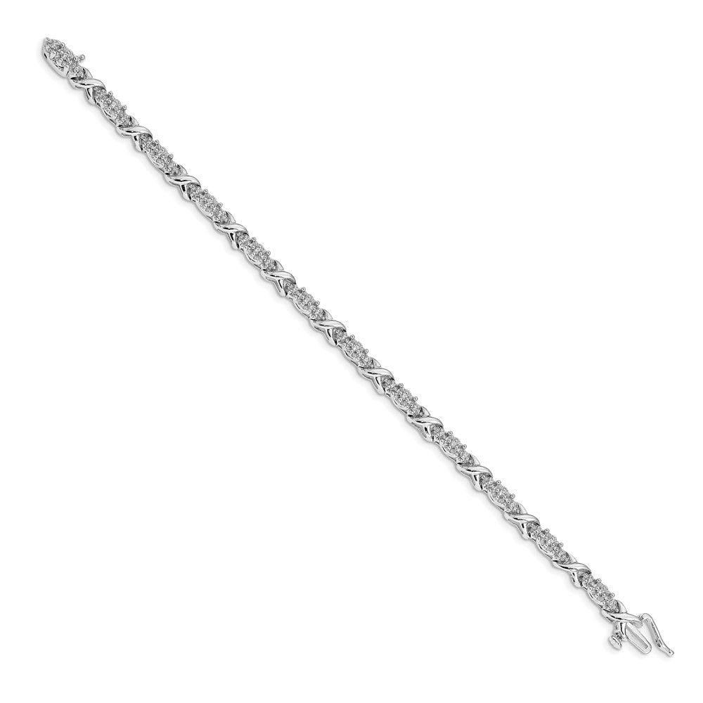 14k White Gold Natural Diamond X Bracelet