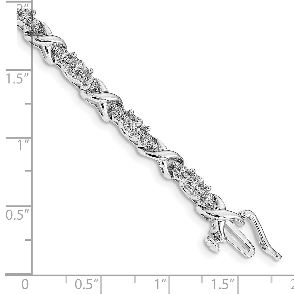 14k White Gold Natural Diamond X Bracelet