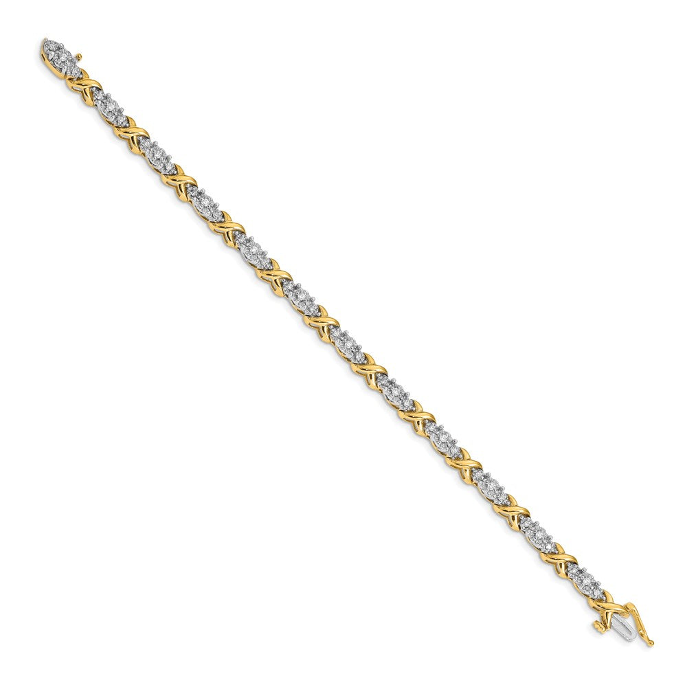 14k Two-tone Natural Diamond X Bracelet