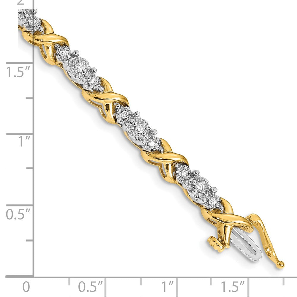 14k Two-tone Natural Diamond X Bracelet