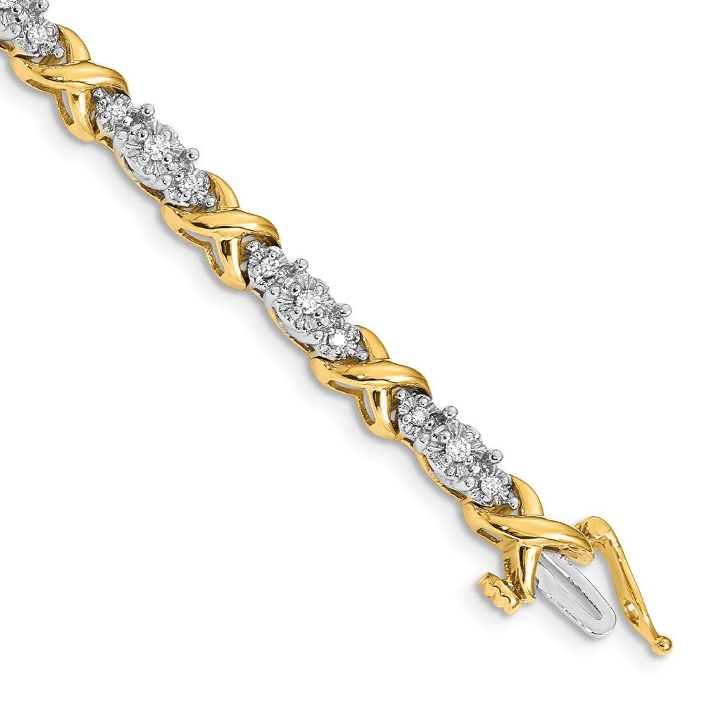 14k Two-tone Natural Diamond X Bracelet