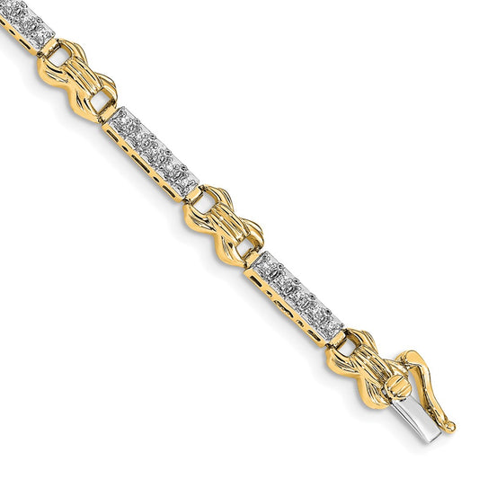 14k Two-tone Natural Diamond Bracelet