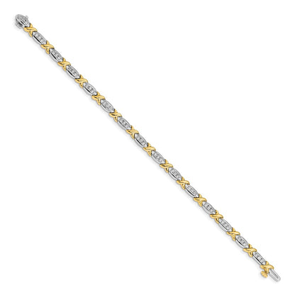 14k Two-tone Polished Fancy Natural Diamond 6.5in Bracelet